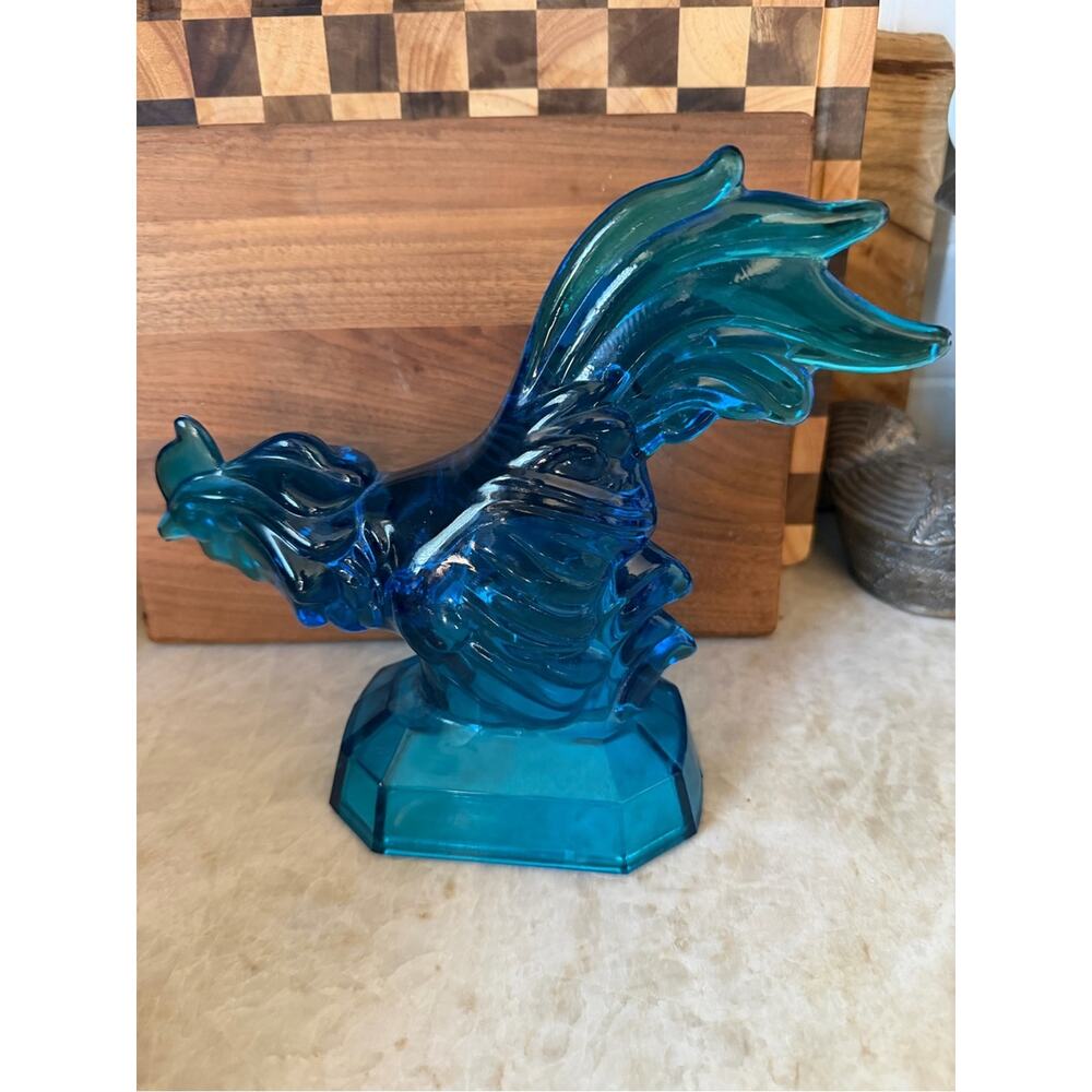 Vintage L.E. Smith Glass Blue Rooster - Picture 2 of 13